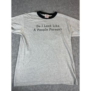 Vintage 90s Do I Look Like A People Person T Shirt Mens Large Gray Streetwear
